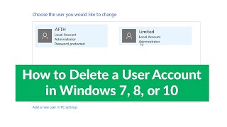 How to Delete a User Account in Windows 10, 7 & 8 | Remove / Delete Administrator Account Windows 10