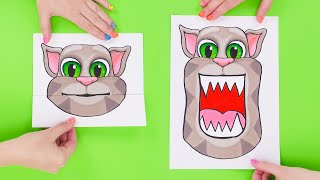 My TALKING TOM SPOOKY SURPRISE DRAWING #shorts