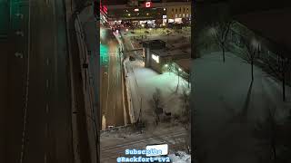 Exploring Montreal Canada for the first time aerial view shot overlooking the entire city at night.