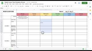 Weekly Lesson Plan Template: Google Sheets Version Preview