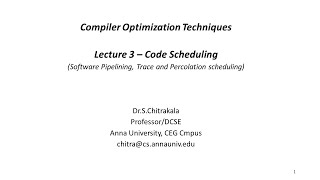 Compiler Optimization Techniques | Lect 3 | Code scheduling- 2