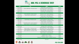 Psl 2021 schedule|HBL PSL 2021 Draft date|Psl 6 schedule