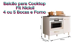 Balcão para Cooktop Fit 4 ou 5 Bocas e Forno  Nicioli #montagem #balcão #cooktop #riograndedosul