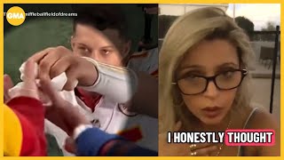 She took Patrick Mahomes' headband from kid. Now, she's apologizing