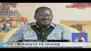 Kiongozi wa ODM Raila Odinga asema Naibu Rais na wandani wake wanazungukwa na tuhuma za rushwa