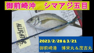 御前崎沖のシマアジ五目。初戦はボウズから2戦目でリベンジを達成。五目なのでシマアジがハズレても色々釣れて楽しめる。博栄丸　茂吉丸