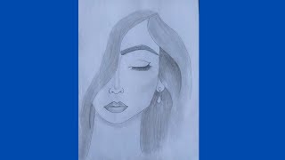 Half of the face is covered with hair || How to draw A Girl Face - step by step || Pencil Sketch