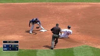 TB@MIN: Loney starts an inning-ending double play