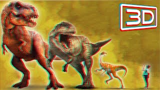 ANAGLYPH 3D | Jurassic Encyclopedia - Dinosaurs Size Comparison | video for 3D GLASSES RED CYAN