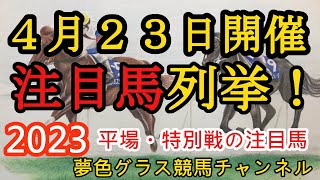 【注目馬列挙・平場予想】2023年4月23日JRA平場特別戦！京都競馬場は初日超難解！？