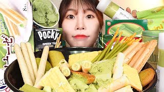 ASMR 녹차덕후들을 위한 녹차탕 먹방 베라 그린티 아이스크림녹차과자 리얼사운드 お茶 Mukbang ASMR Green tea