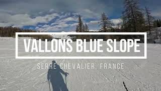 Skiing the Vallons Blue Slope in Serre Chevalier