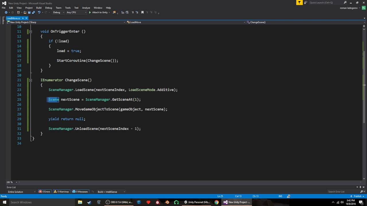 Unity Using Scenemanager Movegameobjecttoscene Youtube