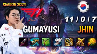 T1 Gumayusi JHIN vs CAITLYN ADC - Patch 14.22 KR Ranked | lolrec