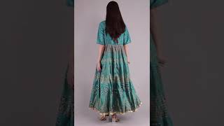 BIBA Anarkali Suit Set || BIBA Turquoise Anarkali Art Silk Kurta set Silk Kurtas