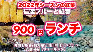 味処おさき/高知県仁淀川町【ランチ】〜安居渓谷【ウォーキング】2022年シーズンの紅葉をレポート【旅行VLOG】トンカツ,見返りの滝,千仞峡,仁淀ブルー,乙女河原,飛龍の滝,水晶淵,せり割洞穴