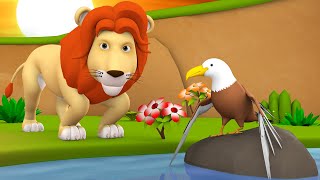 The Thirsty Lion King Telugu Story - దాహంతో ఉన్న సింహం నీతి కధ 3D Animated Moral Stories for Kids