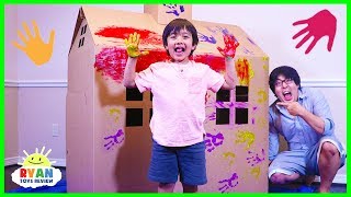 Ryan DIY Pretend Play Box Fort House and Paint playtime!