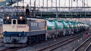 国鉄EF65形2000番台2066号機（赤プレート・国鉄色）＋タキ12B（両）が大宮駅6番線を通過するシーン（臨8876レ・新A54・石油返空）2024.1.14