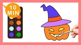 《南瓜燈Jack-o-lantern》認識顏色Coloring for kids｜Painting｜Coloring｜Drawing｜Art｜【畫畫魔法】YOYO點點名S19｜著色畫兒童節目