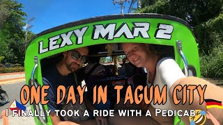 Foreigner spending one day in Tagum City - German woman first time with BUS \u0026 PEDICAB + scooter tour