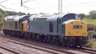 0Z46 40145+40106 Crewe HS - East Lancs passes Acton Bridge 22/7/20.