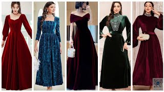 شیکترین لباسهای مجلسی مخمل دیزاین 2025 Most stylish velvet party dress design 2025 for girls