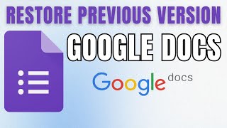 How to RESTORE Your Old Google Docs Version in SECONDS!