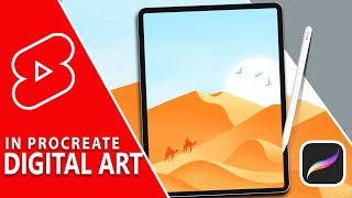 ( #Shorts ) Desert Adventure Landscape Digital Art - Ipad Pro M1 - in Procreate #ProcreateArt