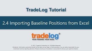 Tutorial 2.4: Importing Baseline Positions from Excel