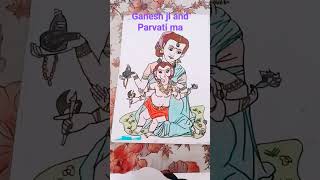 Ganesh ji and Parvati ma 💙🤍💙❤️