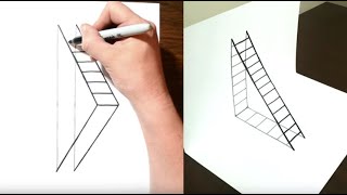 PICHKU KIDS - How to Draw a 3D Ladder - 3D drawing - Simple Trick Art For Kids