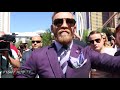 conor mcgregor gets into scuffle with floyd mayweather u0026 team at grand arrival in vegas