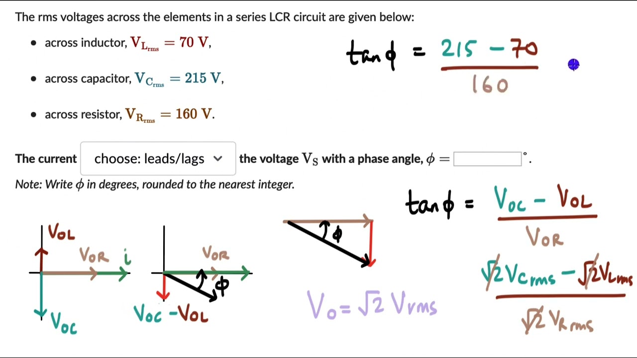 Worked Examples: Phase Angle In A Series LCR Circuit | AC | Physics ...