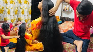 Bengali woman long hairplay story video | Long hair play by man 2024 | Long hair play by neighbour