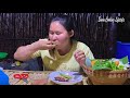 bbq beef with shrimp paste sauce natural okra recipe សាច់អាំងទឹកកាពិ sinan cooking lifestyle