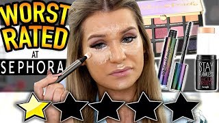 Testing EXTREMELY LOW RATED Sephora Makeup! Soo Bad...