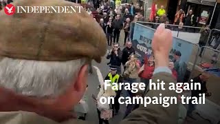 Objects thrown at Nigel Farage during Yorkshire campaign trip
