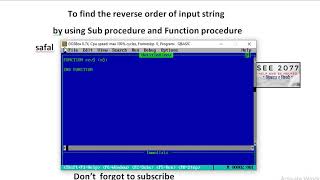 To find the reverse order of input string by using Sub procedure and Function procedure