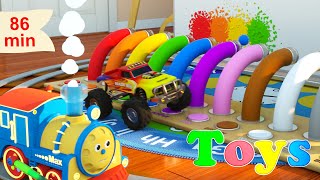 Learn Numbers, Shapes, Colors and more with Max the Glow Train | 8 Cartoons with Max and Friends!
