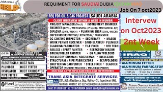 JobAndJob Vacancy 07-10-23 in Gulf Oil And Gas Project,#freevisa #freeticket #gulfjob2023