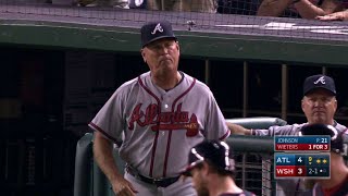 ATL@WSH: Snitker gets tossed arguing a check-swing