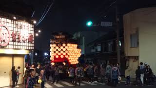 はんだ春の山車まつり2018 下半田地区祭礼本楽祭　MAH09919　曳き別れ後　北組「唐子車」with花火