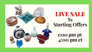 LIVE SALE - Glass Pottery and Lots of Fun! $1 Starting Offers