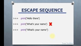 Escape Sequence in Python