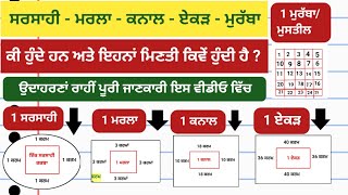 Sarahi, Kanal , Marla , Acre, Murabba, Muteel kise kehte hai. hissa kaise nikaale ਹਿੱਸਾ ਕੱਢਣਾ ਸਿੱਖੋ