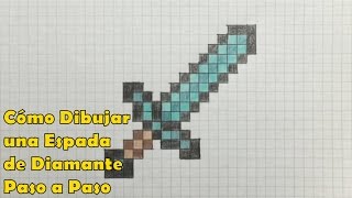 Cómo Dibujar una Espada de Diamante 8-bit Minecraft! Tutorial PASO A PASO