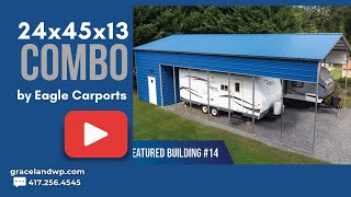 🔎24x45x13 Combo Unit (RV Cover w/ Storage) by 🦅Eagle Carports ⏰Order Now! ✅Time: 2-3 Weeks*