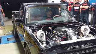 Flaco Performance twin turbo S-10 dyno pull.