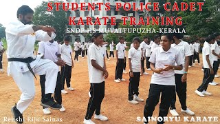 Students Police Cadet Karate Training at SNDP HS Muvattupuzha, Kerala - Sainoryu Karate